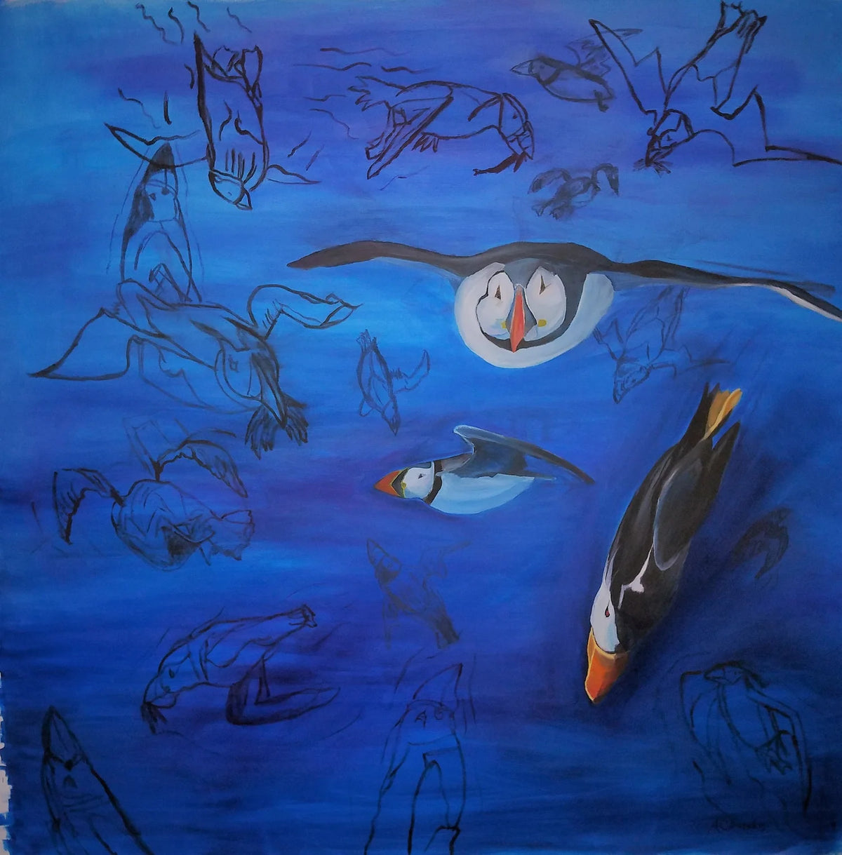 Disappearing Oceans Fish Gotta Swim - Original Artwork - Mixed Media