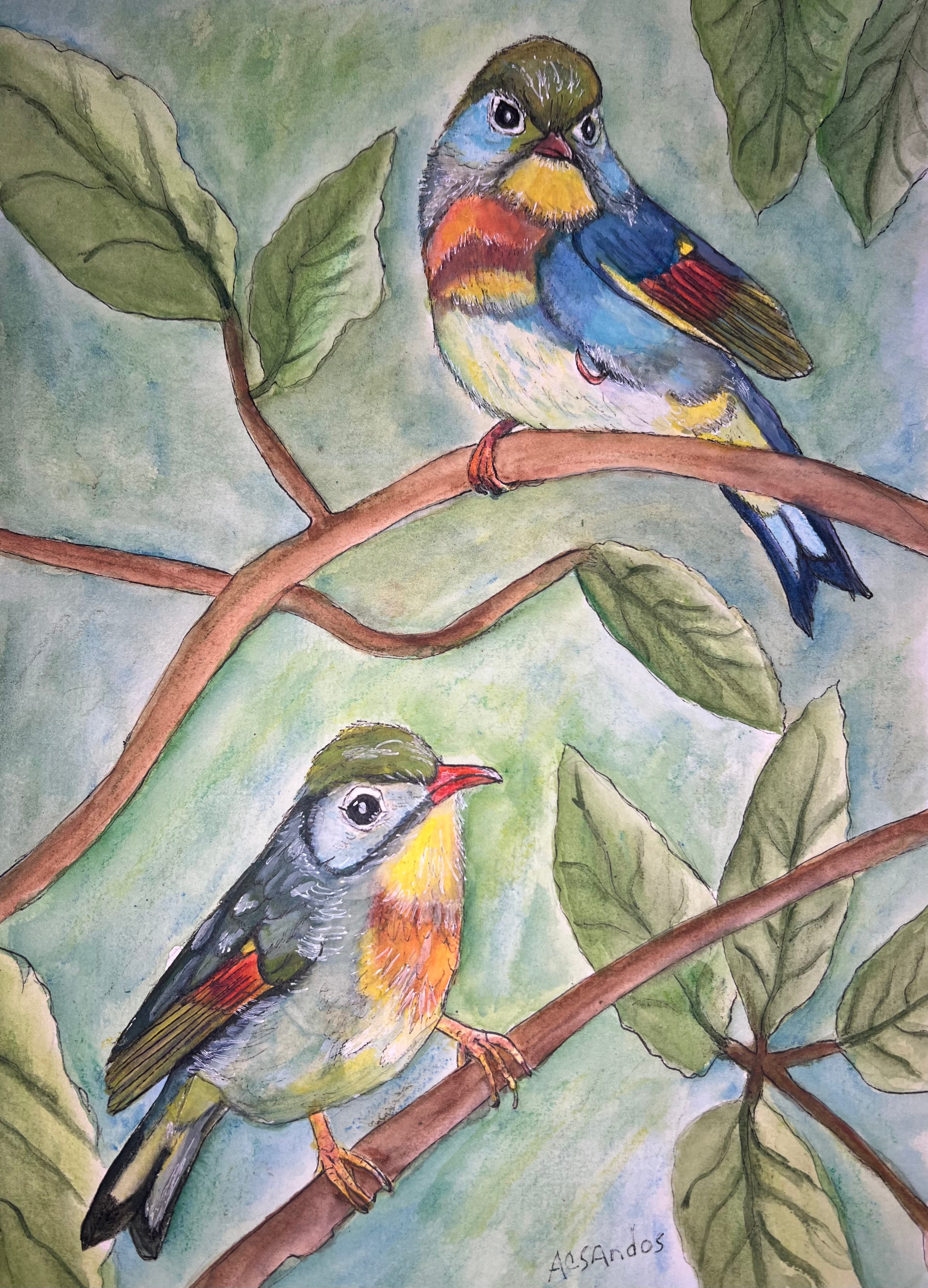 Pekin Robins - Original Artwork - Watercolor